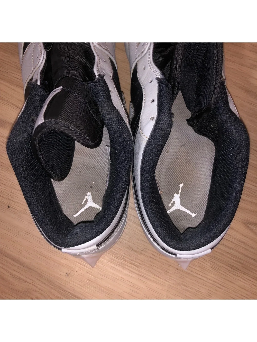NIKE JORDAN 1 LOW TD SHADOW GRAY BLACK WHITE BASEBALL FOOTBALL CLEATS MENS SZ 12